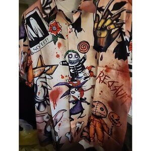Killer Horror Halloween All Over Print Hawaiian Shirt Sz XL NWT Excellent